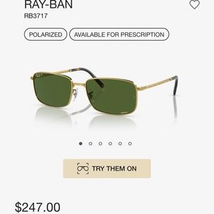 Ray Ban Rectangular Polarized Sunglasses RB3717